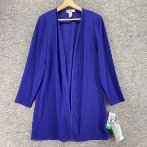 New Patra Cardigan Women 10 Blue Open Front Long Sleeve Casual Solid Lined